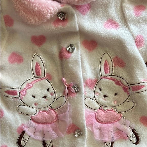 Young Hearts Baby Girl Jacket Pink and White Bunny Ballerina Print - Picture 4 of 5